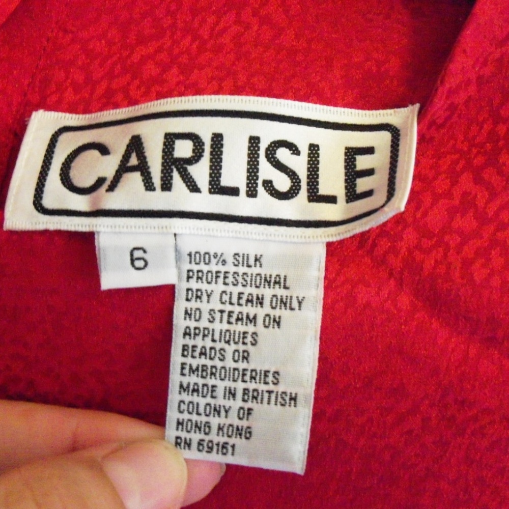 Carlisle red silk blouse Size 6 (M)  (#EV275) - Picture 4 of 4